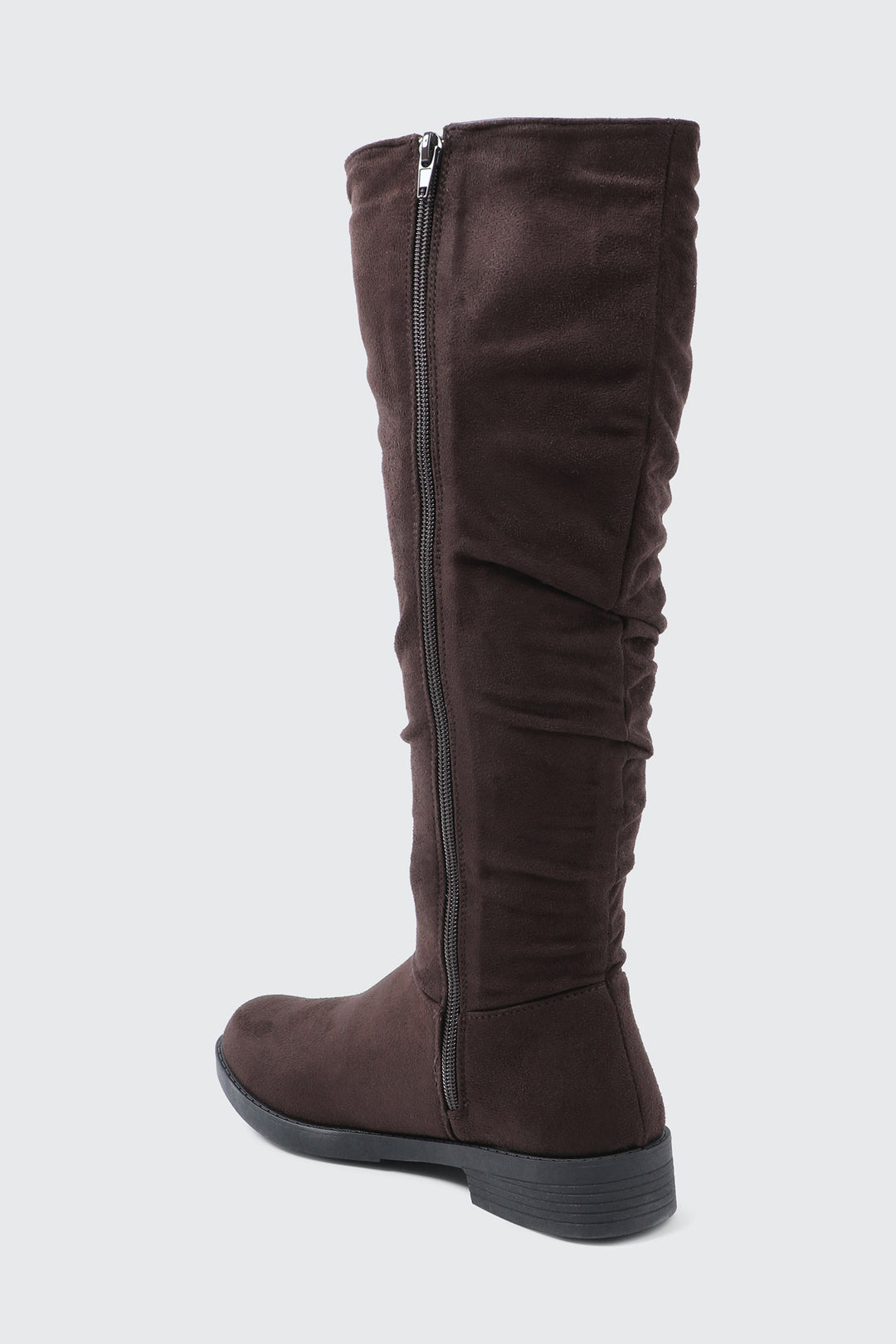 Round Toe Ruched Knee High Boots