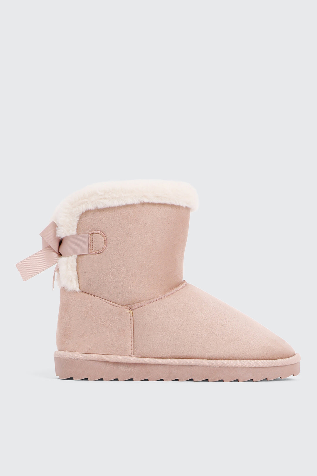 Platform Faux Sheepskin Boots with Bow
