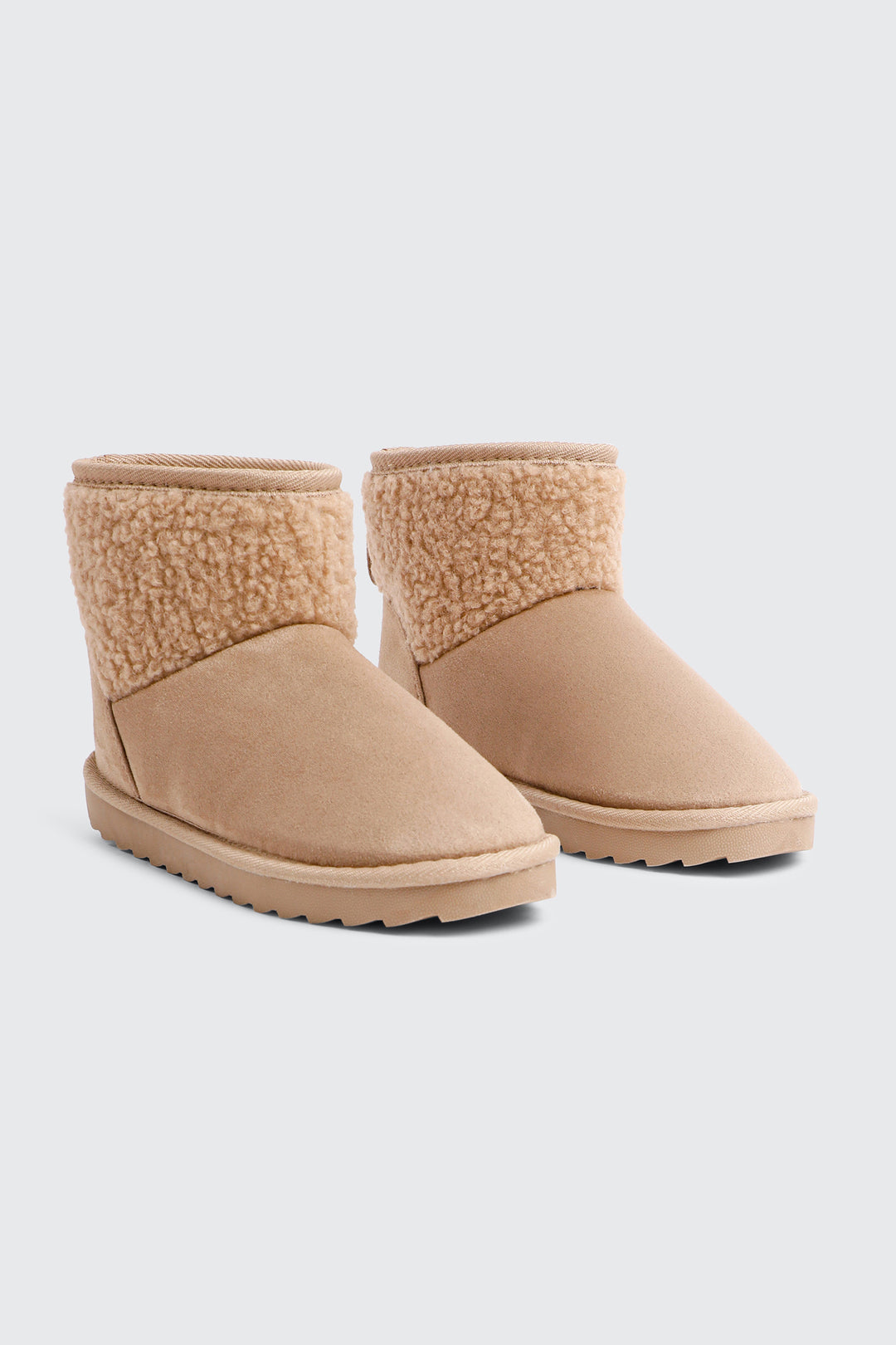 Faux Sheepskin Ankle Boots with Accent Trim