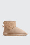 Faux Sheepskin Ankle Boots with Accent Trim