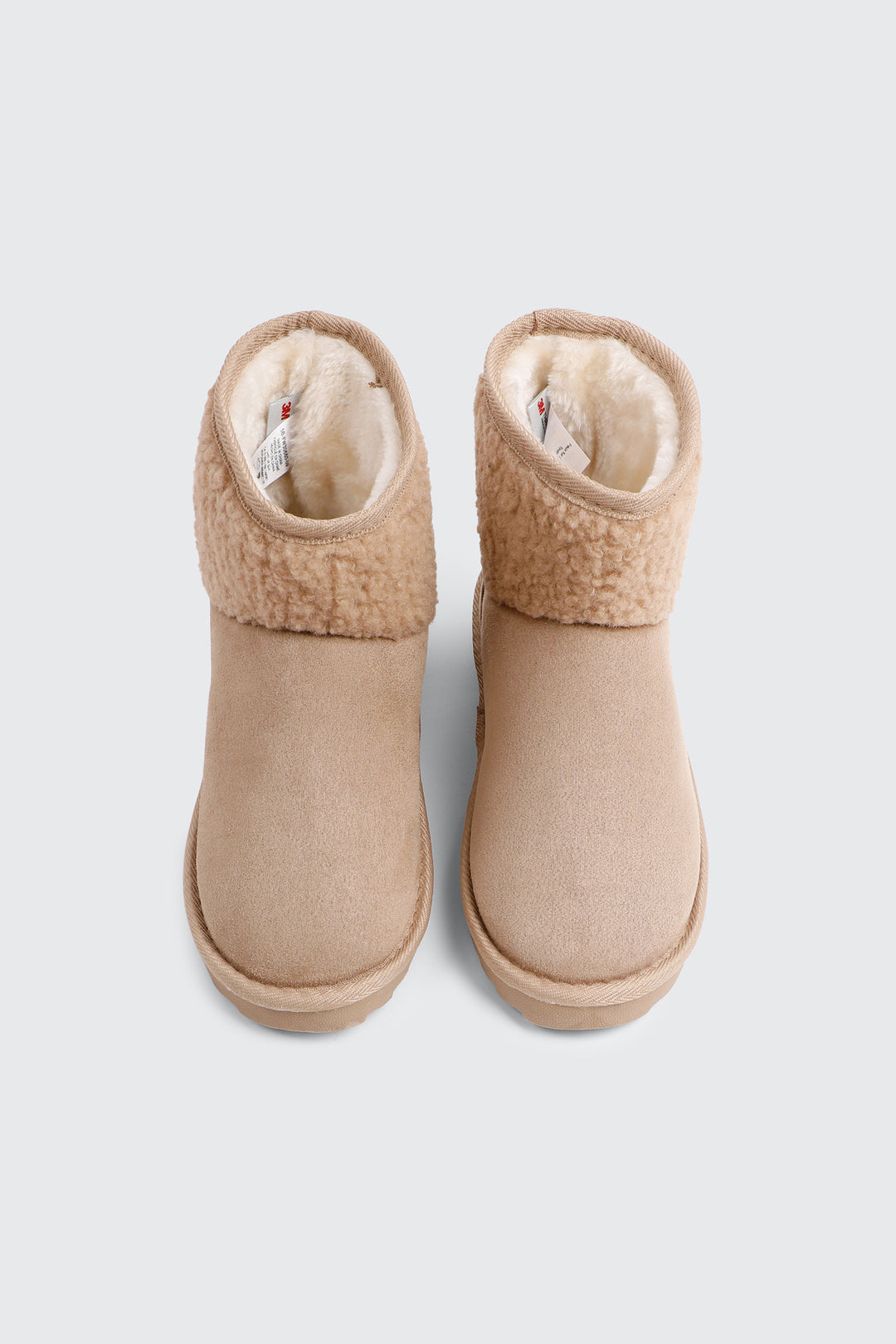 Faux Sheepskin Ankle Boots with Accent Trim