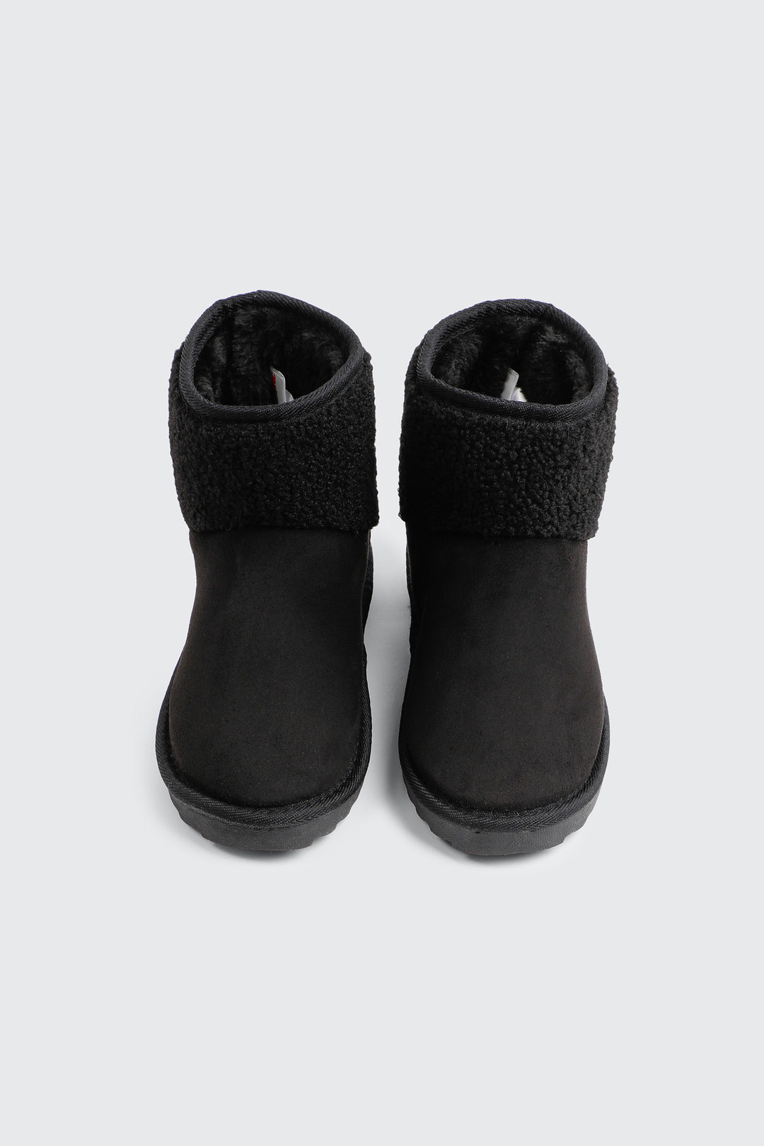 Faux Sheepskin Ankle Boots with Accent Trim