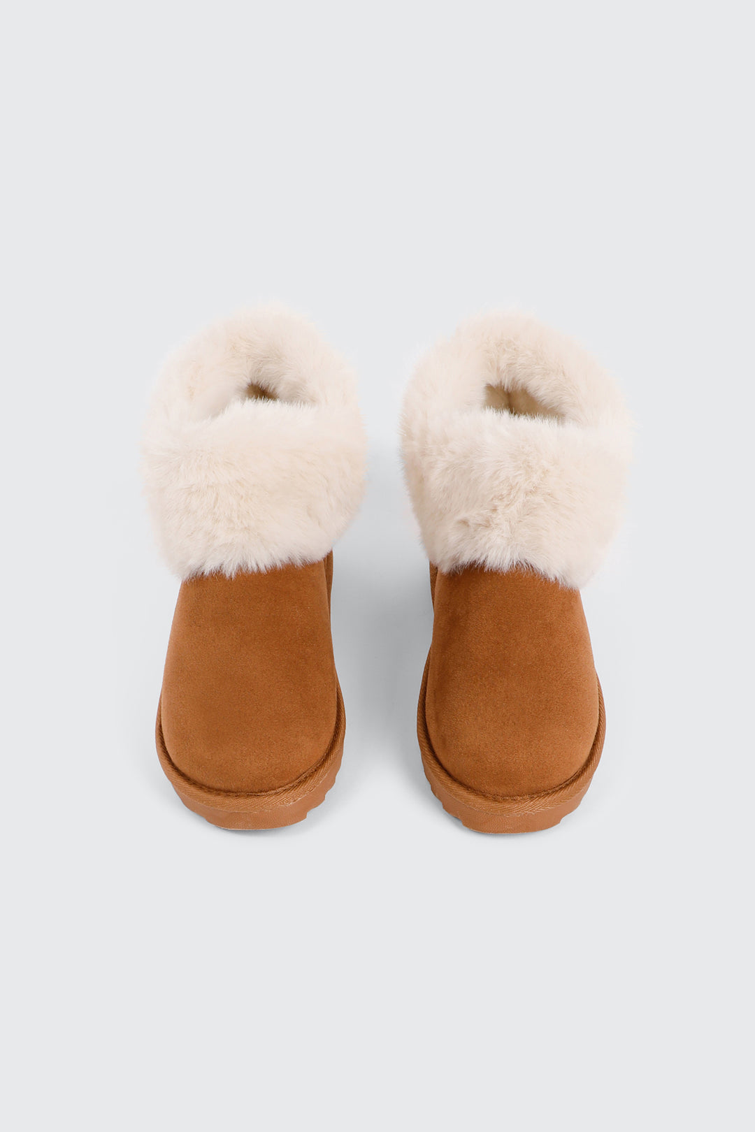 Faux Sheepskin Ankle Boots with Fur Trim