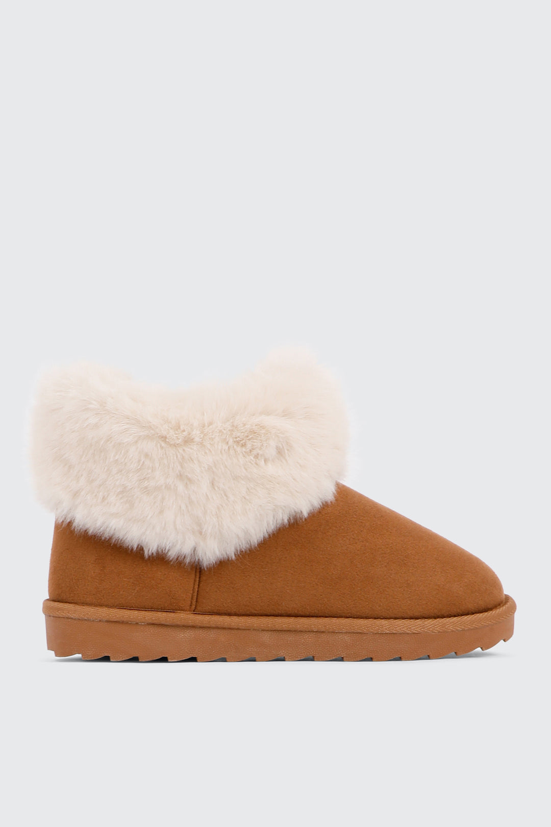 Faux Sheepskin Ankle Boots with Fur Trim