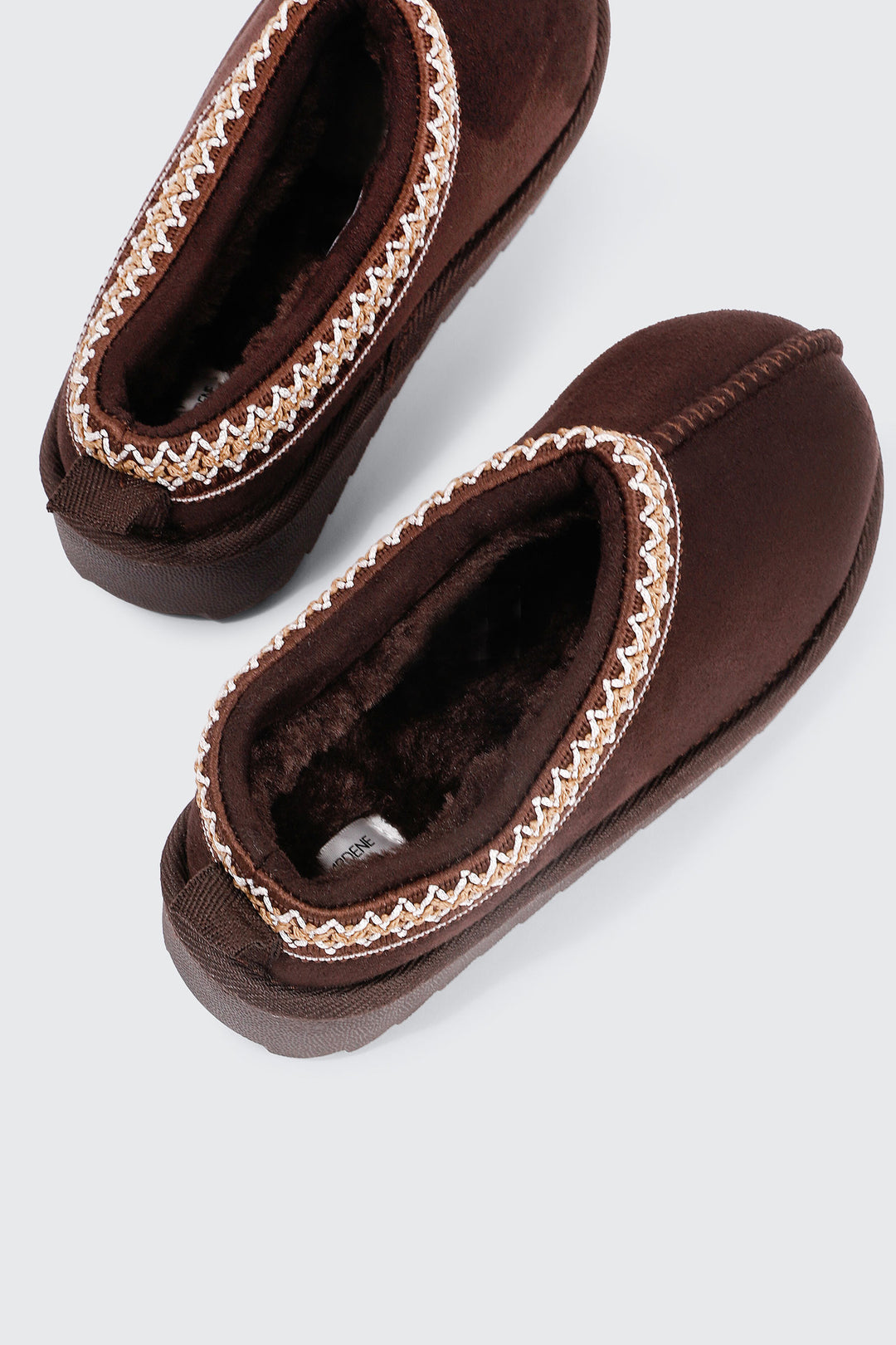 Faux Sheepskin Clogs with Accent Trim