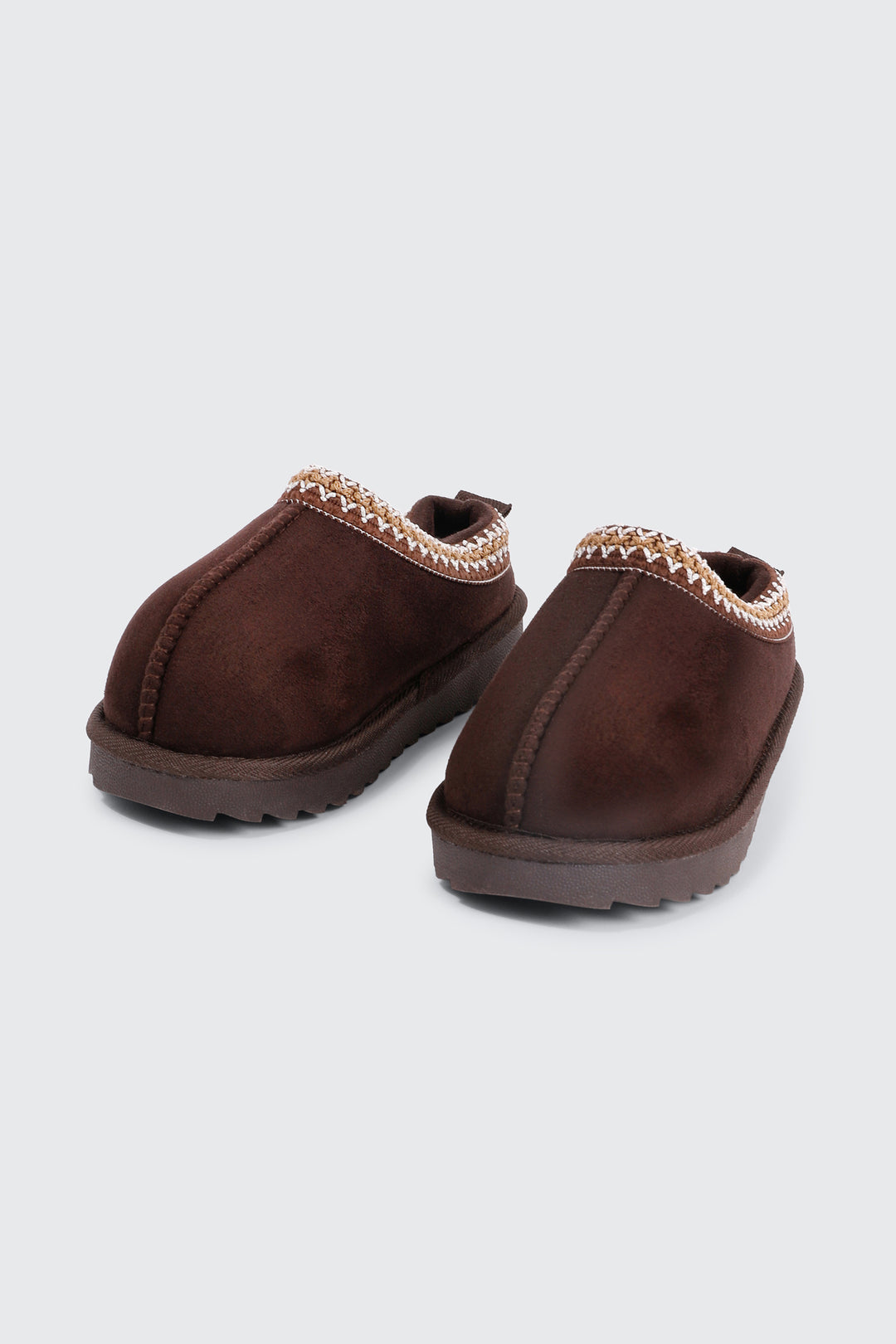 Faux Sheepskin Clogs with Accent Trim