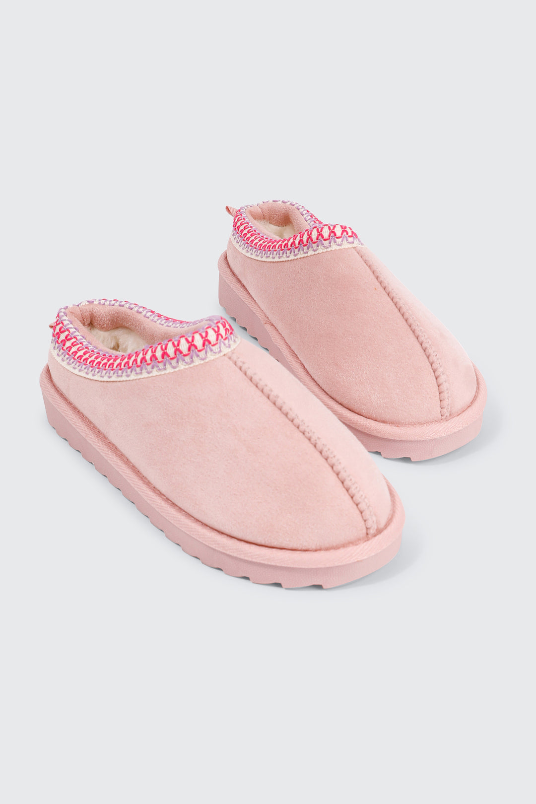 Faux Sheepskin Clogs with Accent Trim