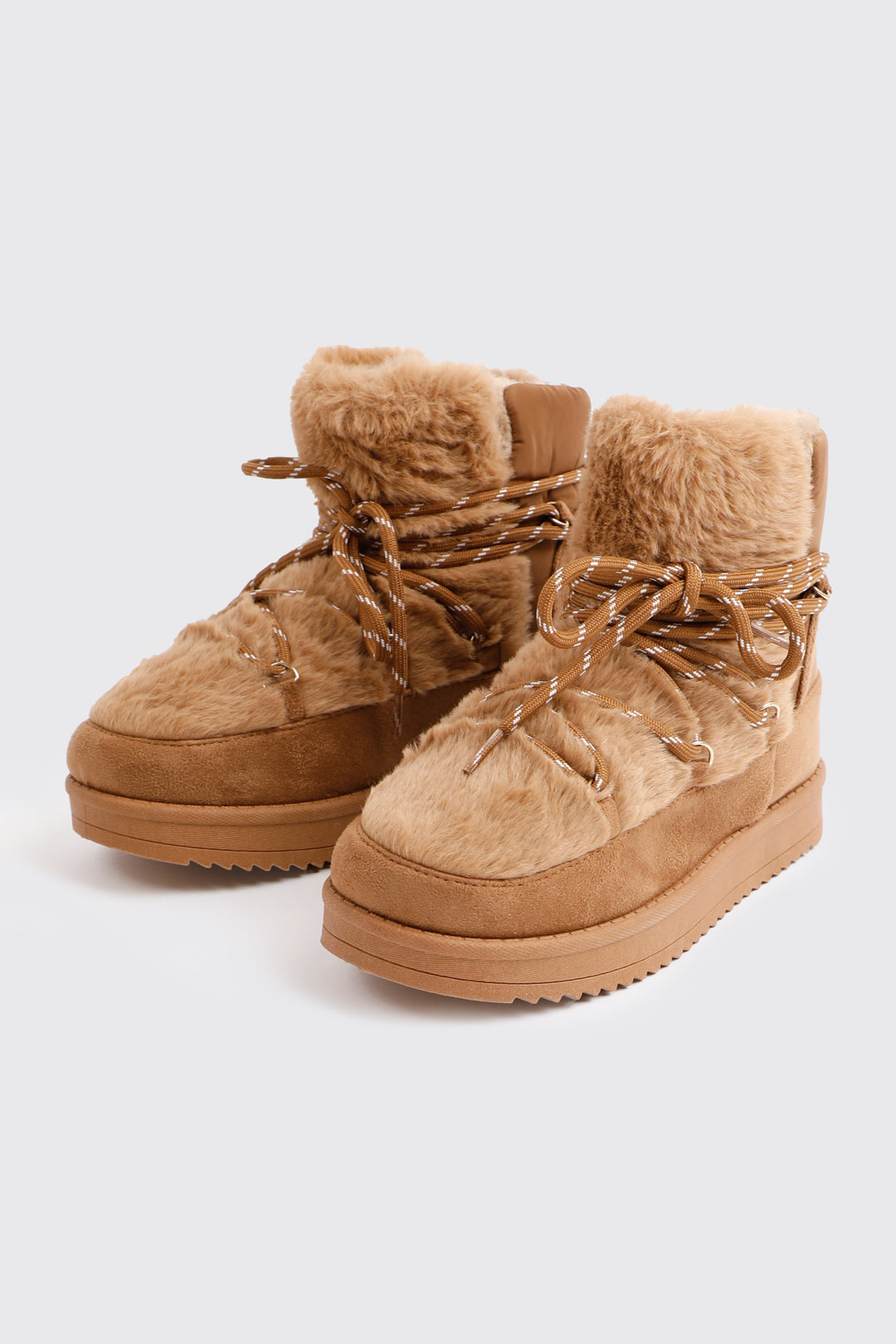 Laced Faux Sheepskin Boots