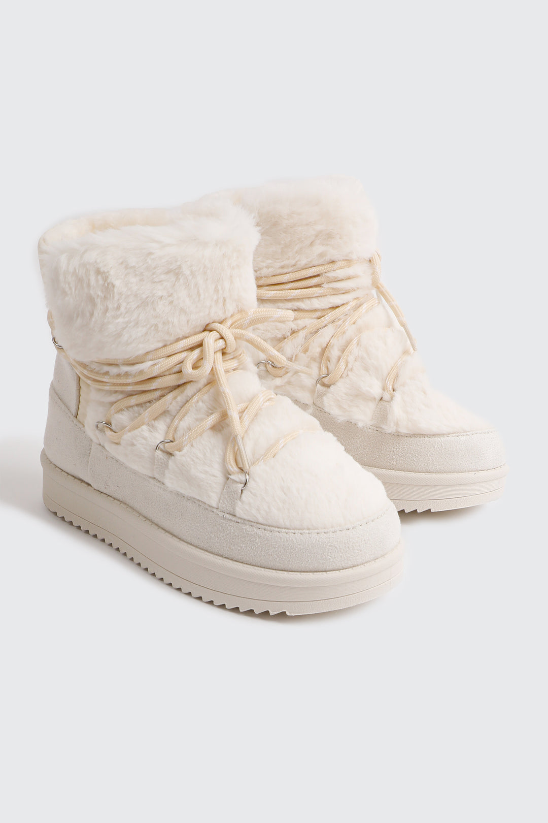 Laced Faux Sheepskin Boots