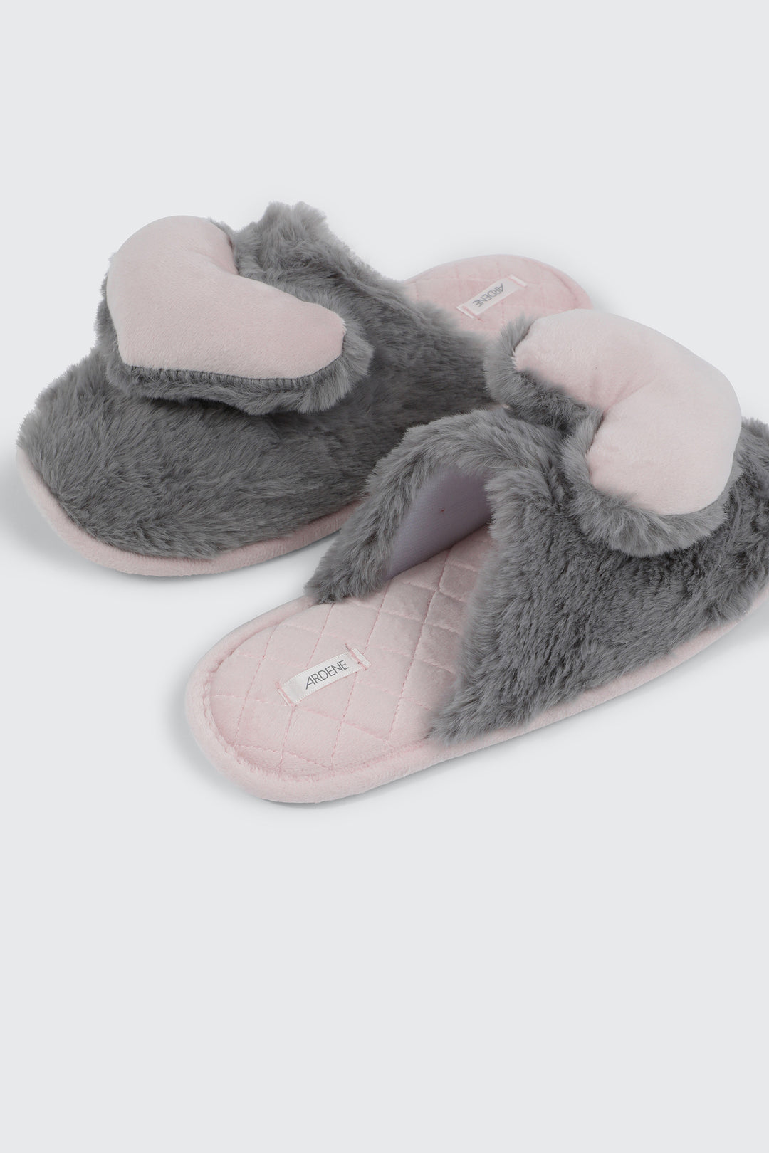 3D Heart Faux Fur Slippers