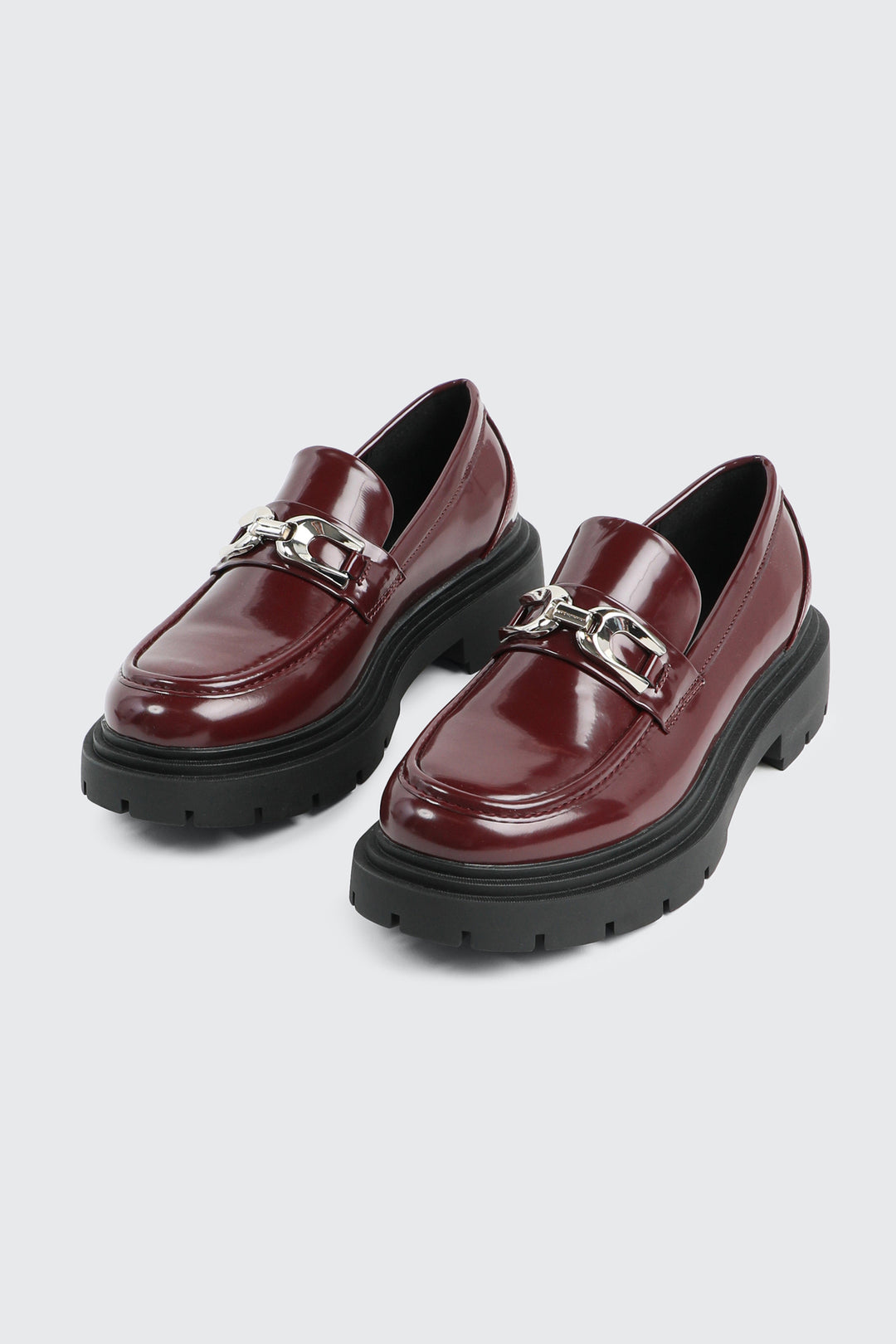 Lug Sole Loafers with Metal Ornament