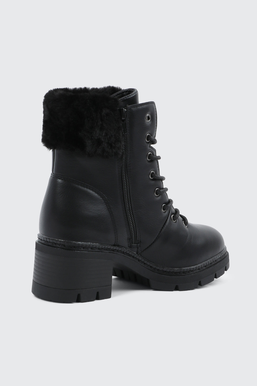 Warm Lined Boots with Faux Fur Trim