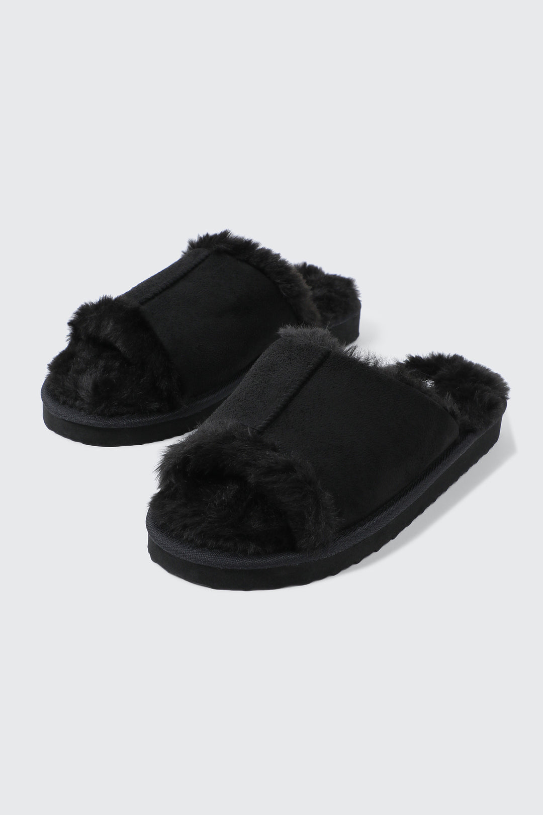 Open Toe Faux Suede Slippers