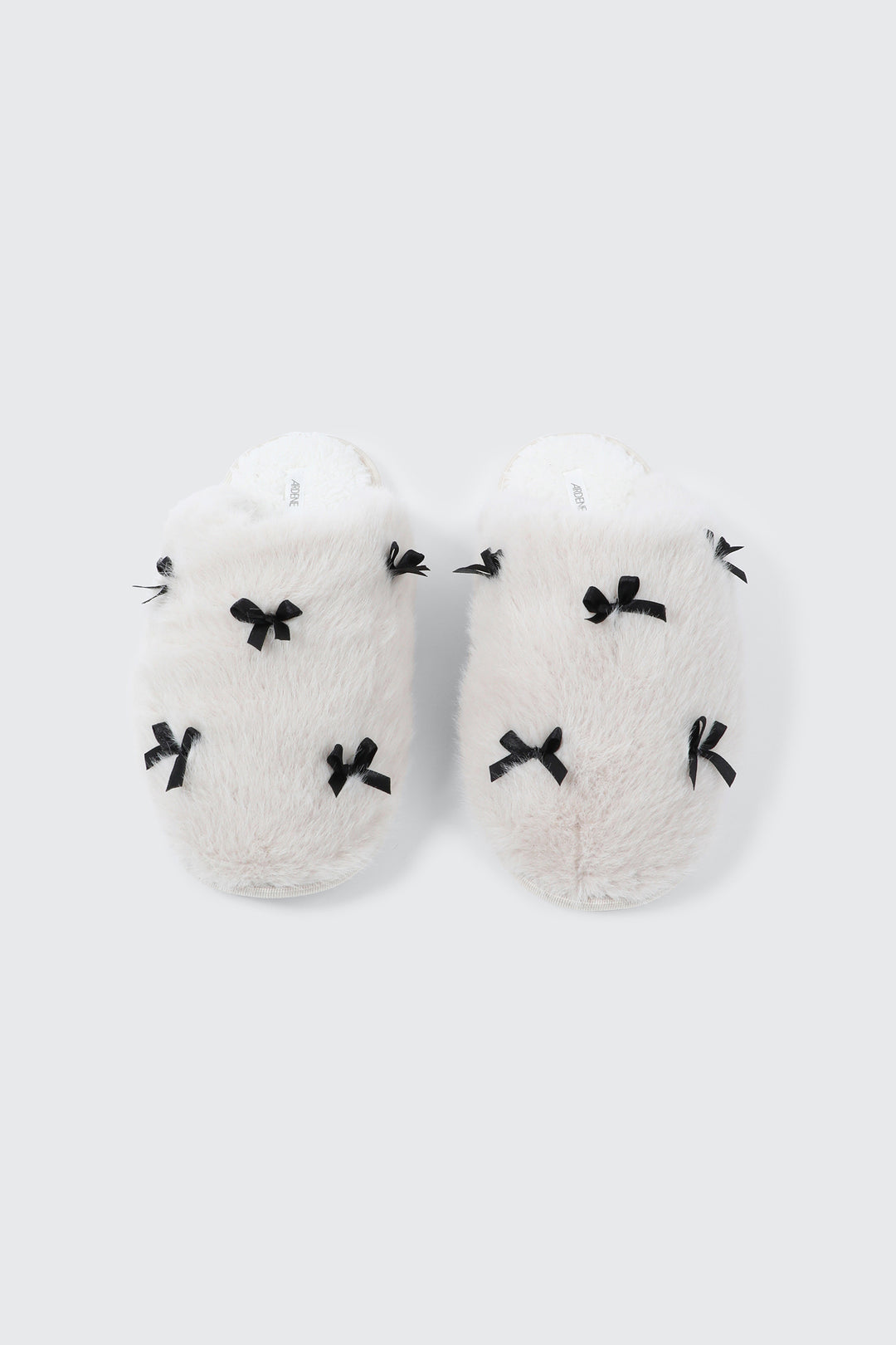 Faux Fur Slippers with Bow Details