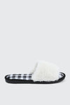 Plaid Faux Fur Slippers