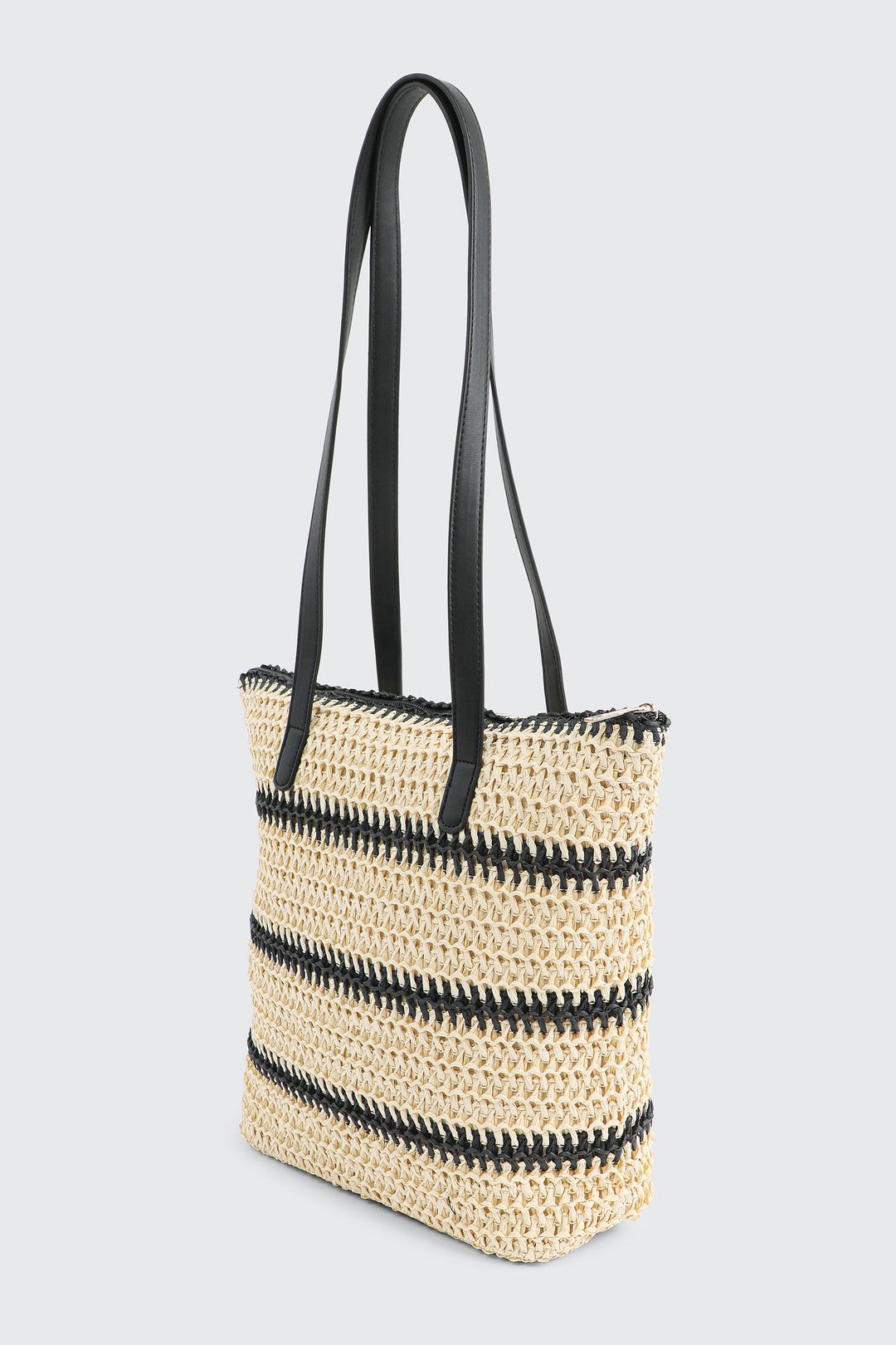 Sac fourre-tout en paille à rayures