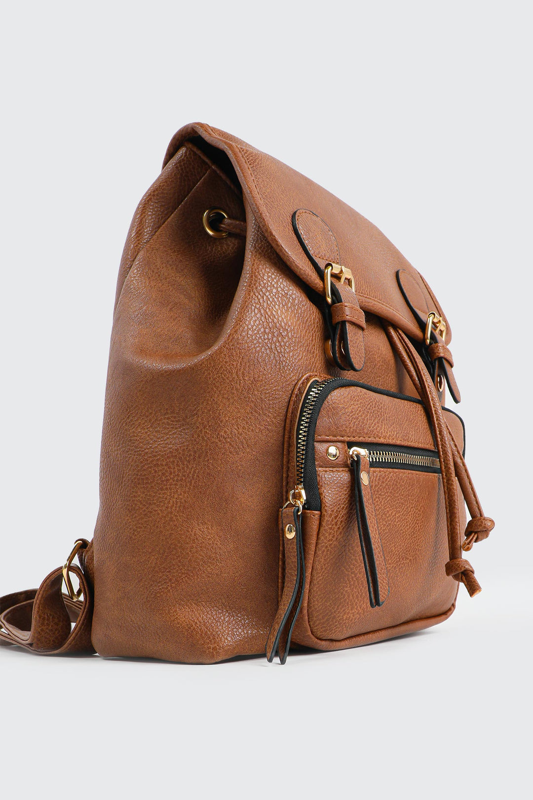 Sac à dos à rabat en faux cuir