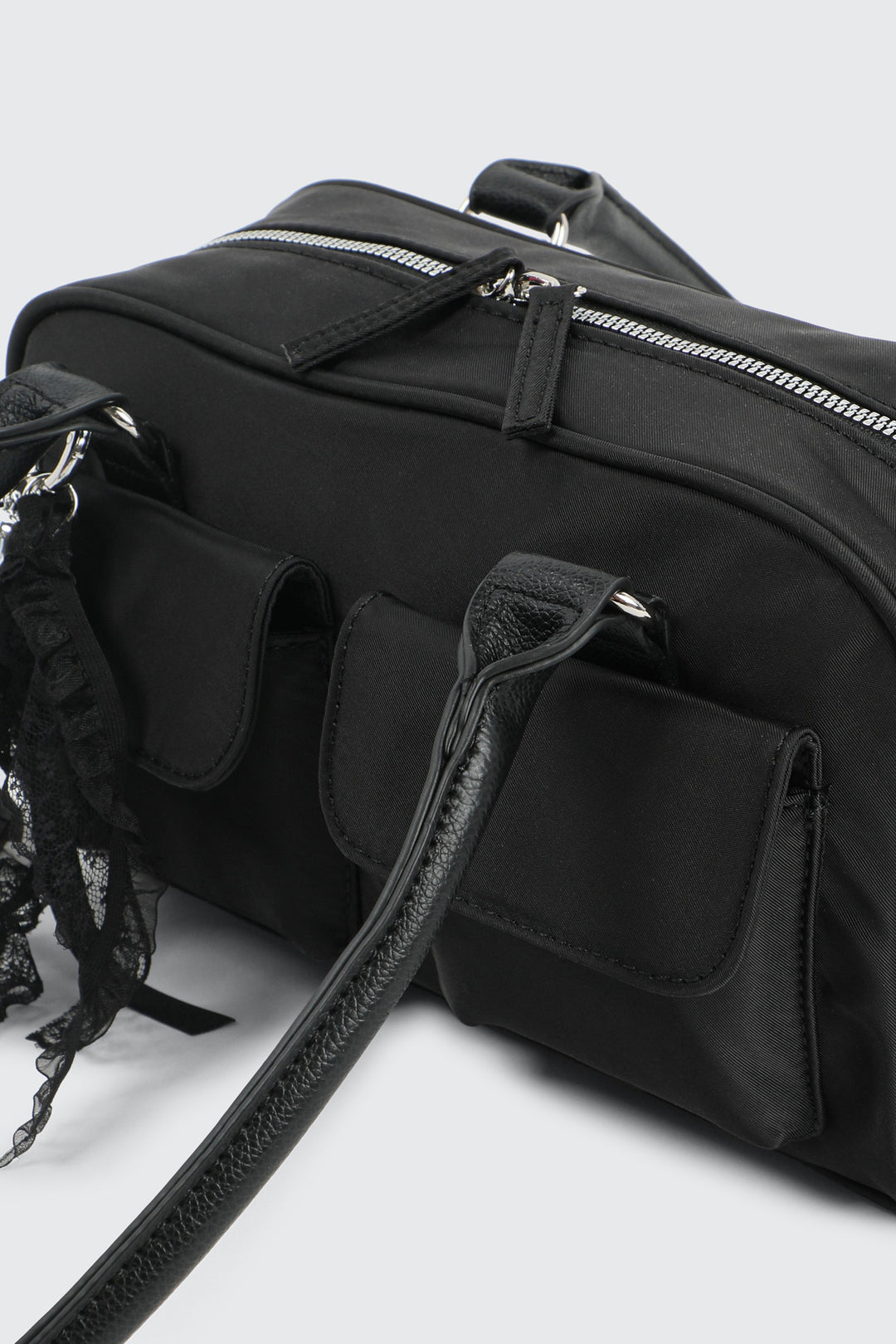 Nylon Shoulder Bag with Charm