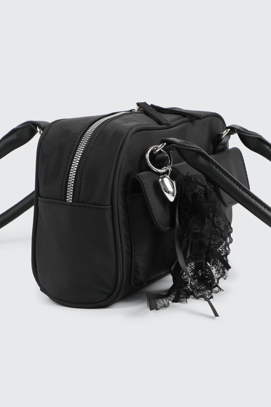 Nylon Shoulder Bag with Charm