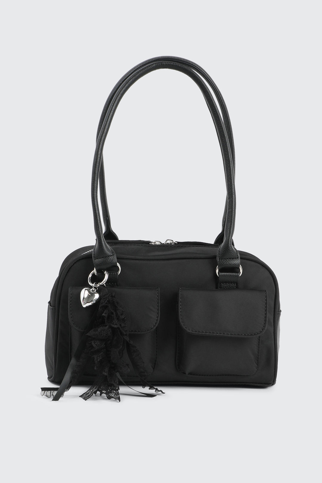 Nylon Shoulder Bag with Charm