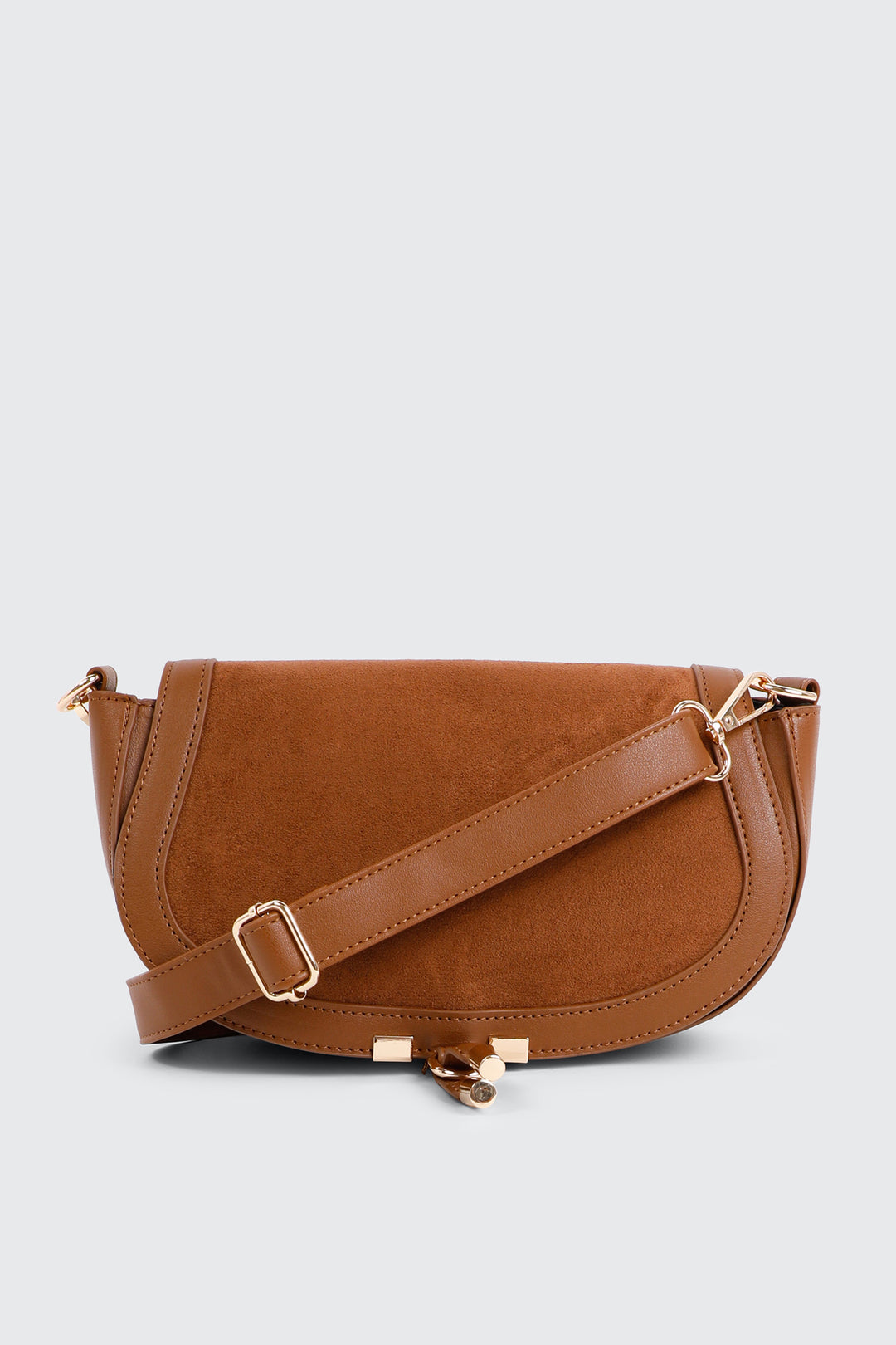Faux Suede Flap Saddlebag