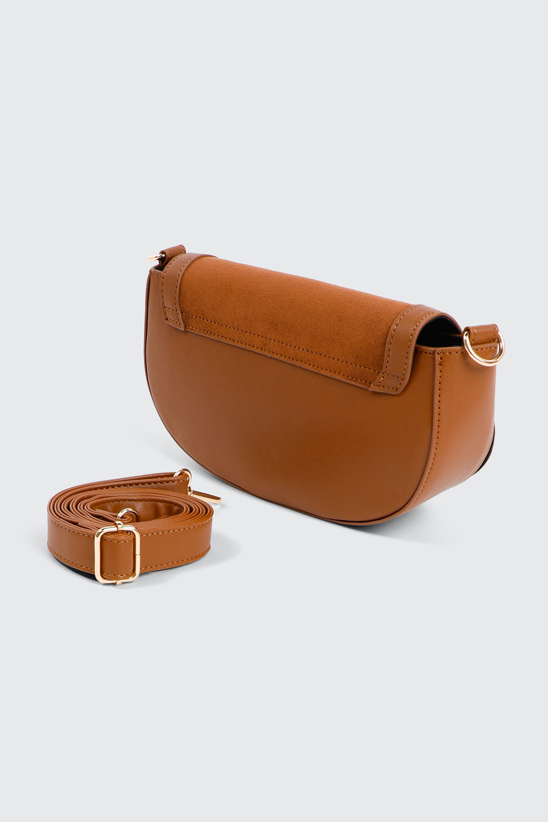 Faux Suede Flap Saddlebag