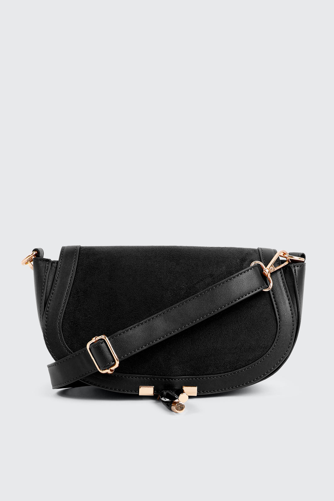 Faux Suede Flap Saddlebag