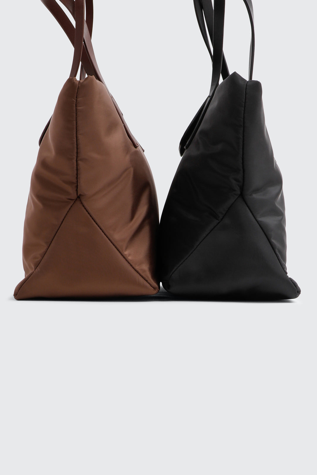 Nylon Tote Bag with Faux Leather Straps