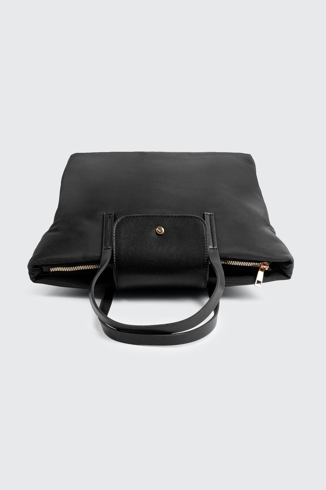 Nylon Tote Bag with Faux Leather Straps