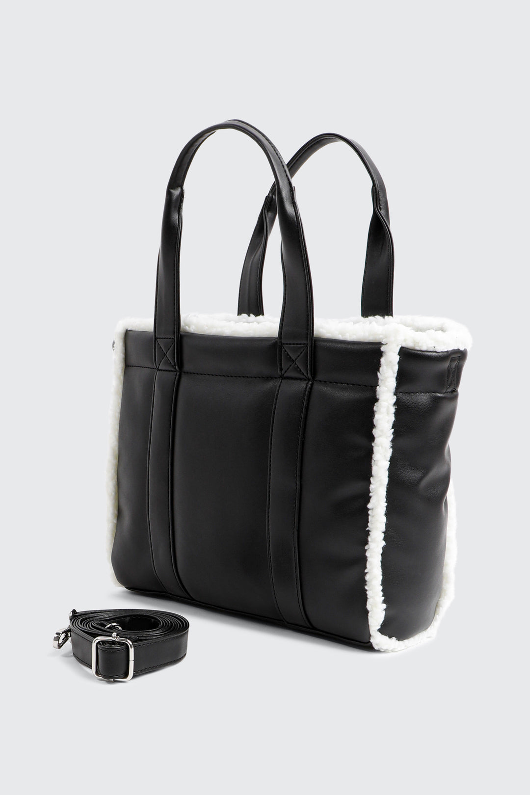 Fourre-tout en faux suède à bordure sherpa