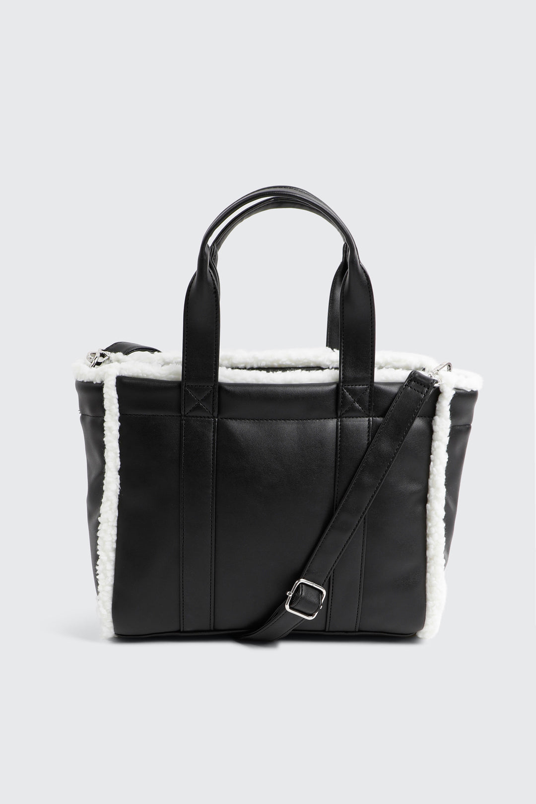 Fourre-tout en faux suède à bordure sherpa