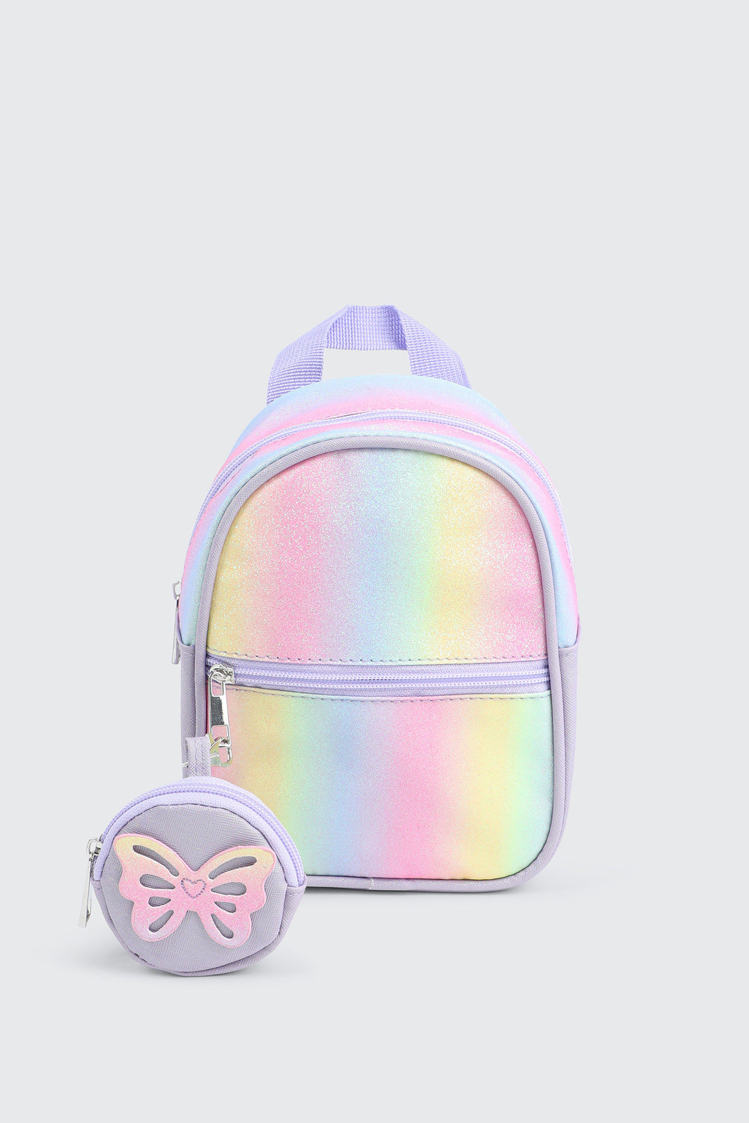 Multicolored Backpack with Butterfly Coin Purse