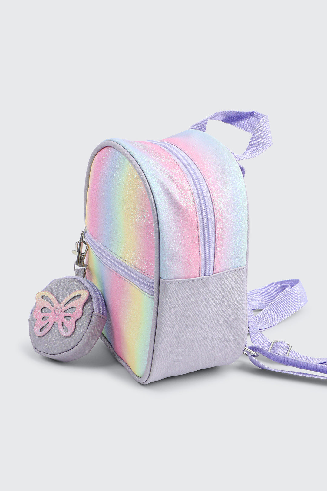 Multicolored Backpack with Butterfly Coin Purse
