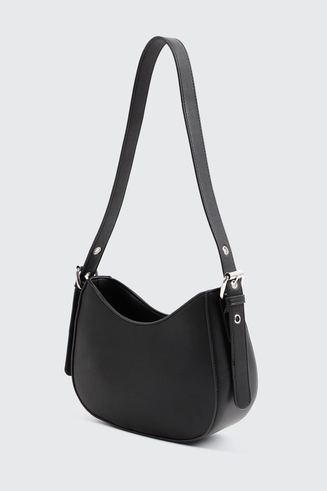 Faux Leather Baguette Bag with Adjustable Strap