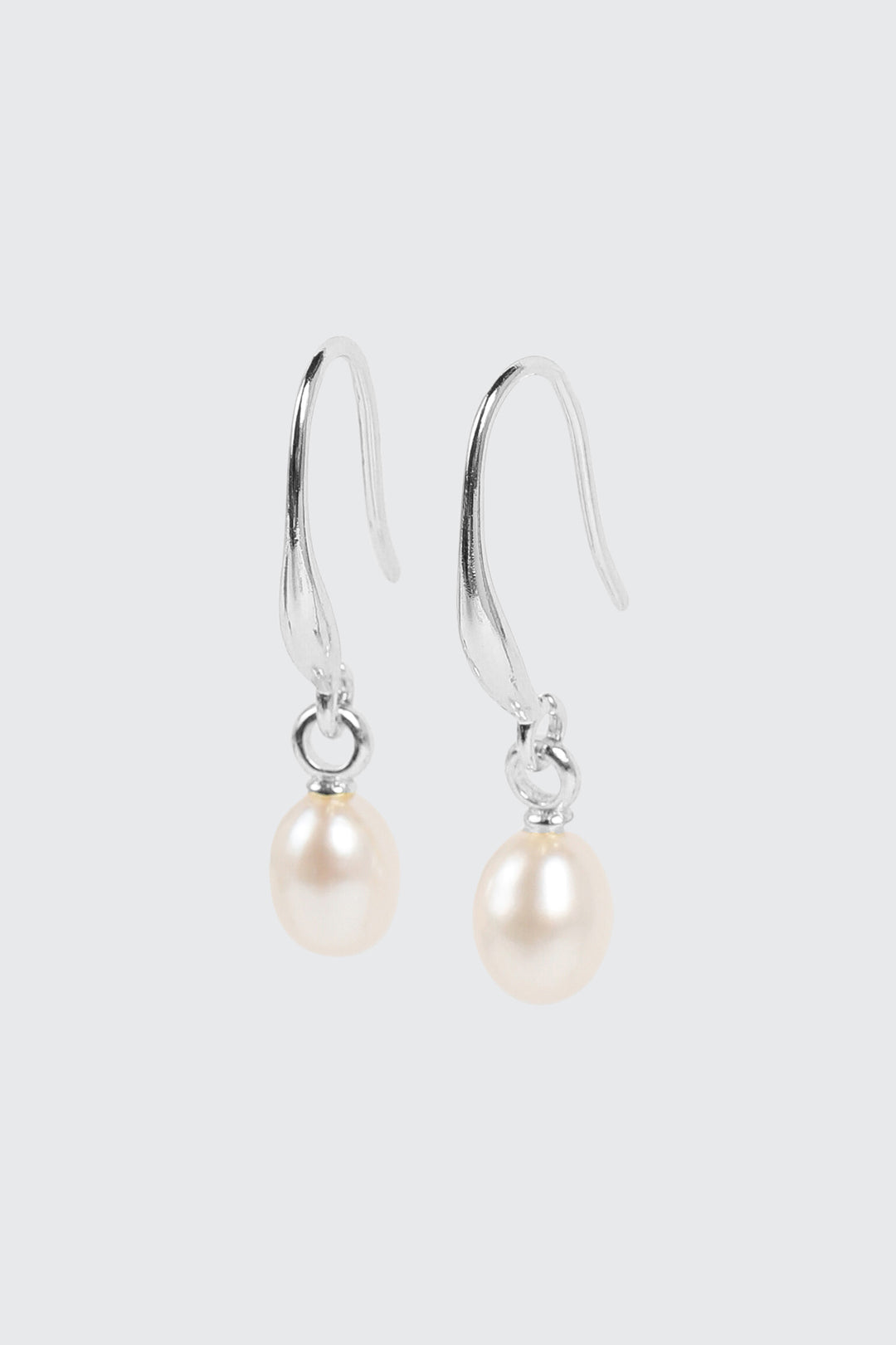 14K White Gold Plated Pearl Drop Earrings