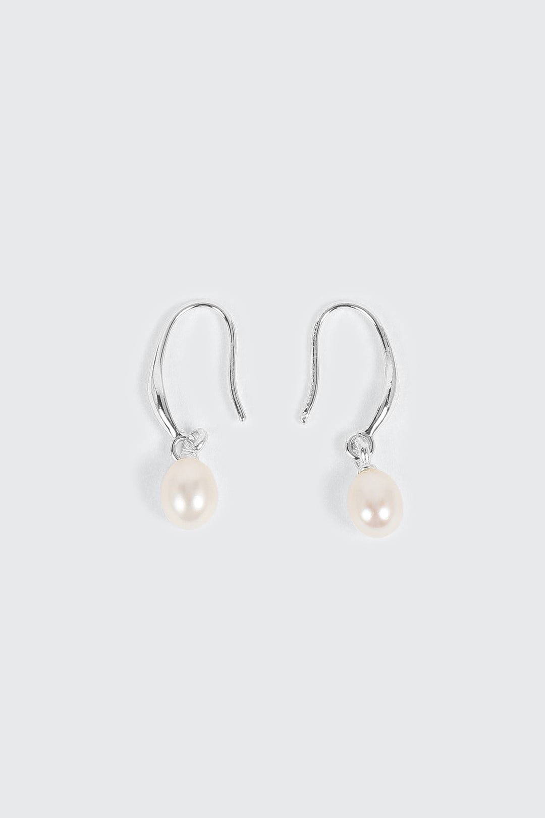 14K White Gold Plated Pearl Drop Earrings
