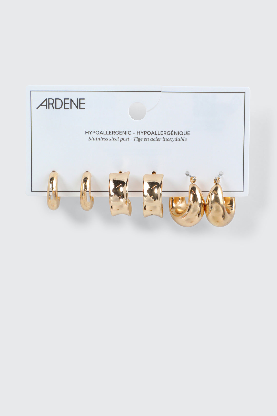 3-Pack Assorted Hoop Earrings