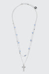 Two-Row Necklace with Cross & Beads