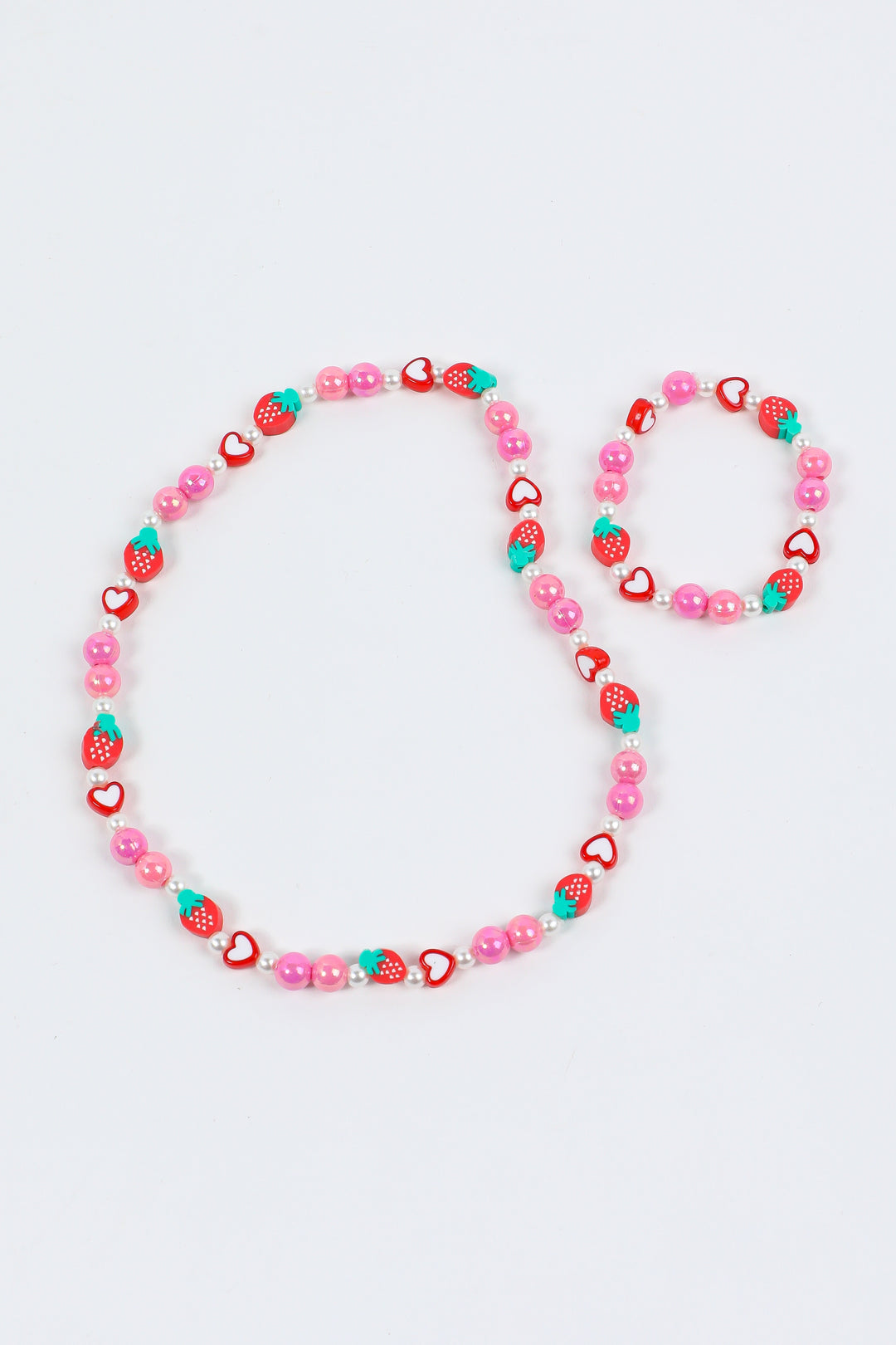 Strawberry & Heart Beaded Jewelry Set