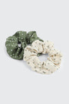 2-Pack Polka Dot and Floral Scrunchies