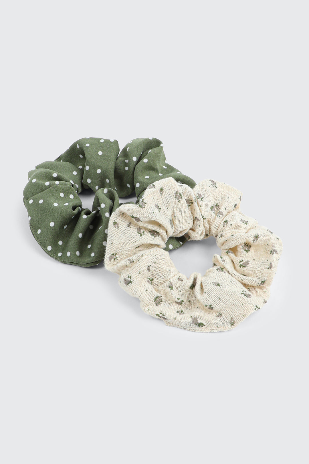 2-Pack Polka Dot and Floral Scrunchies