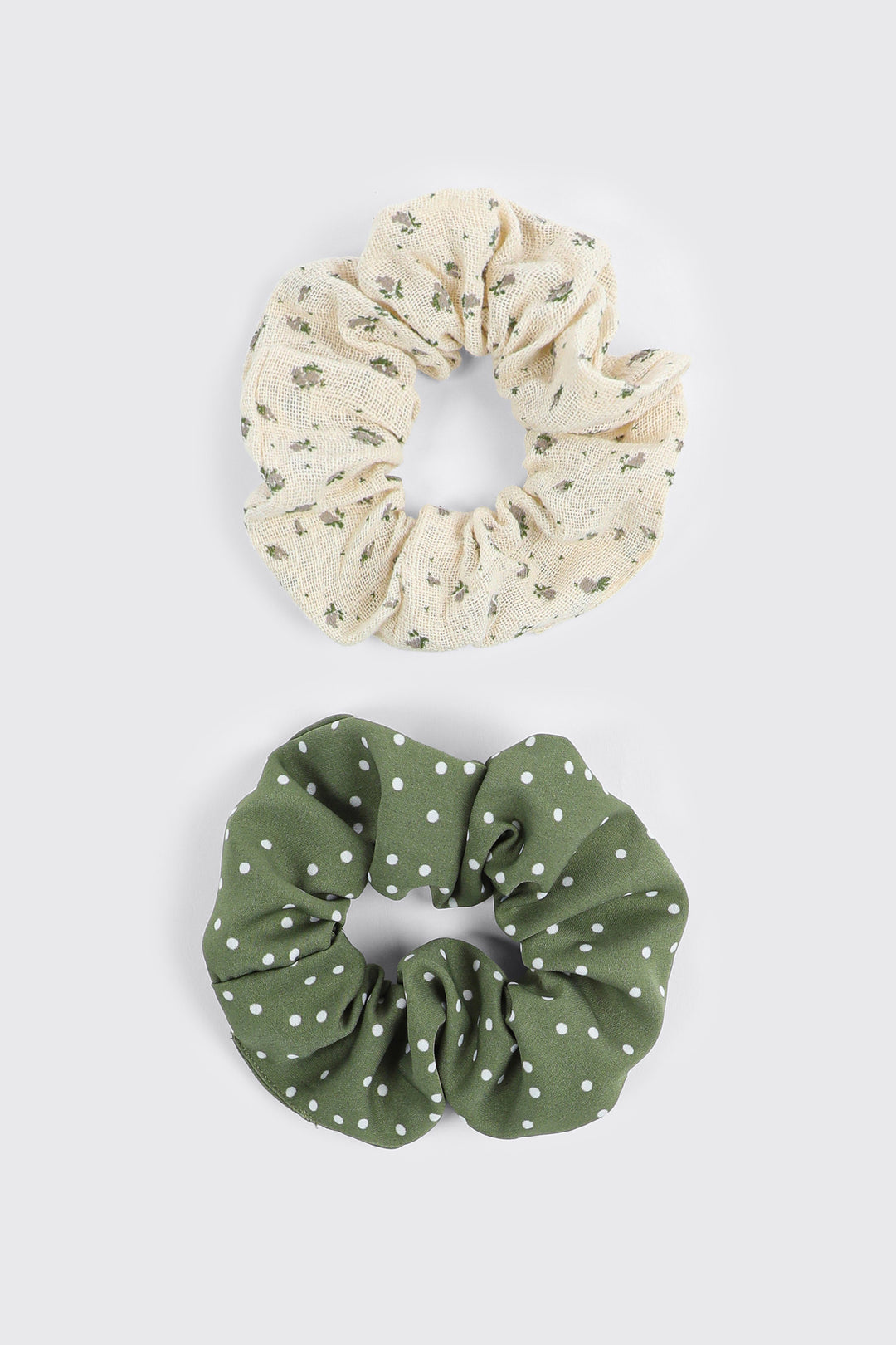 2-Pack Polka Dot and Floral Scrunchies