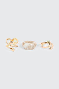 3 Pack Marble Twist Rings