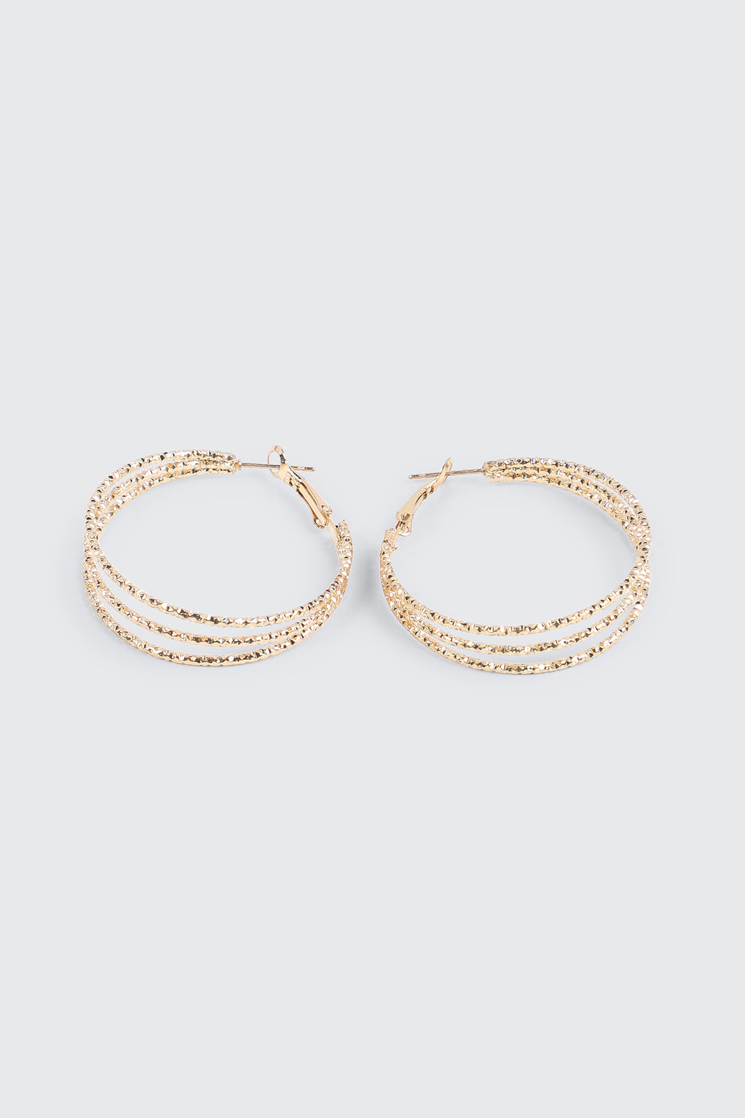 Textured Three-Row Hoop Earrings