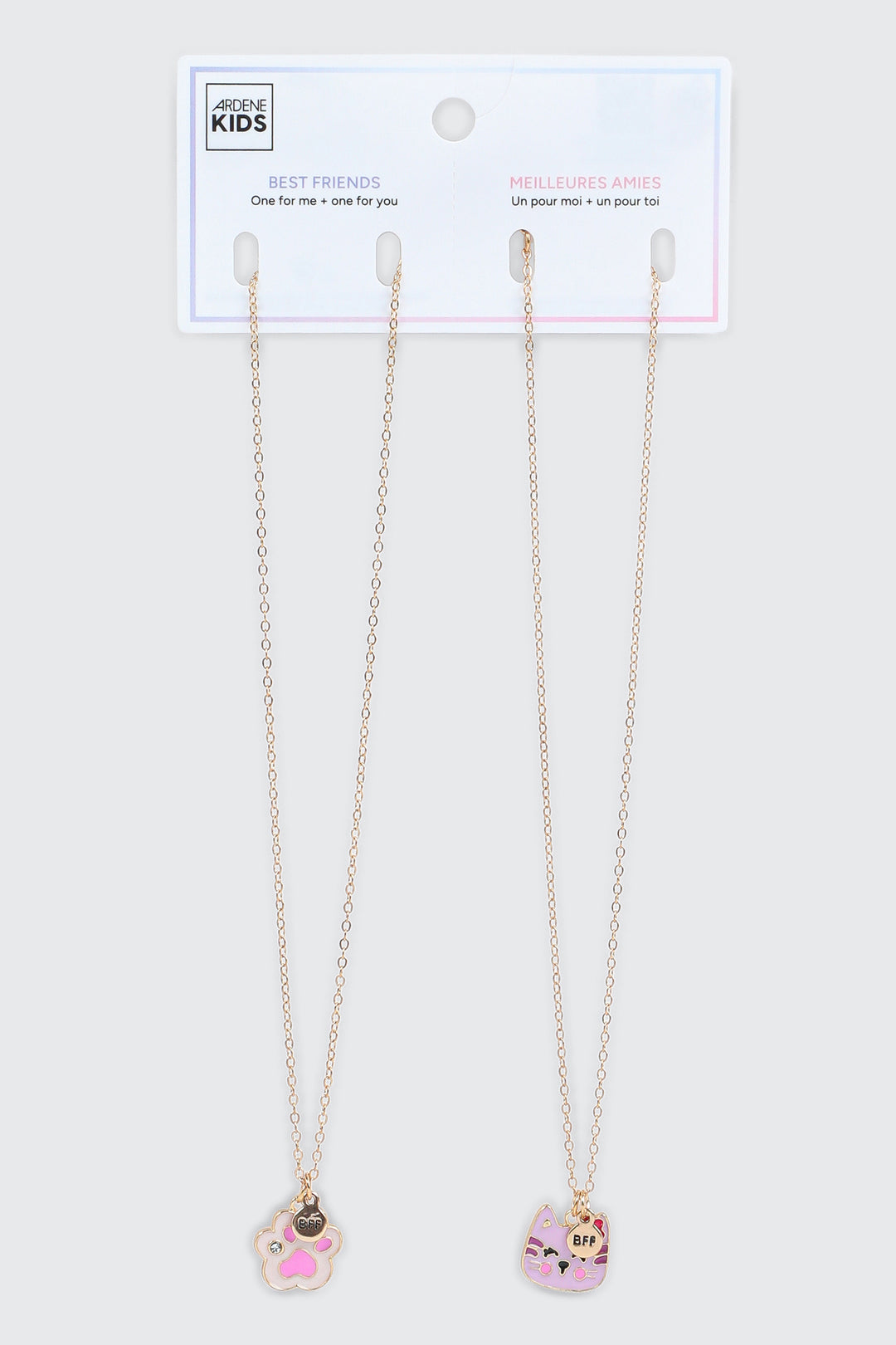 2-Pack Cat Face & Paw BFF Necklaces