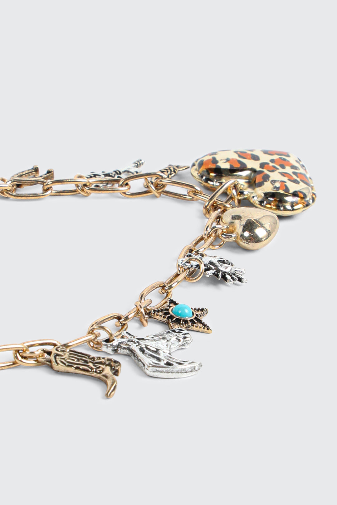 Charm Necklace with Leopard Heart Pendant