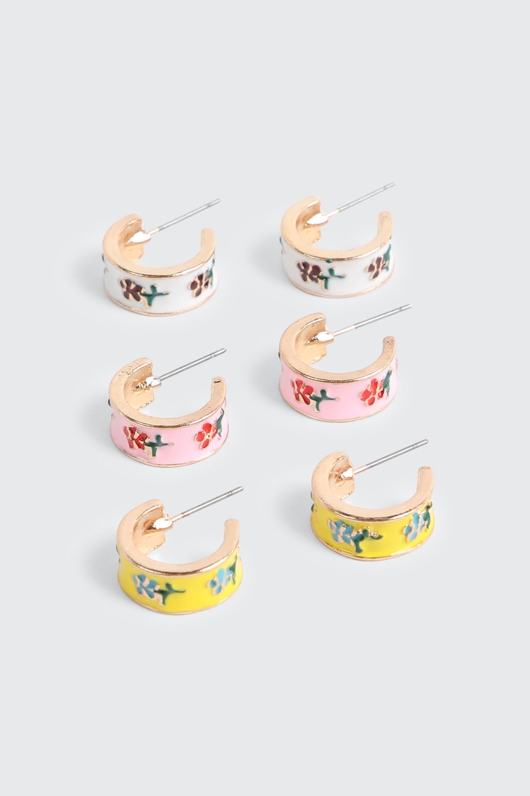 3-Pack Floral Mini Hoops