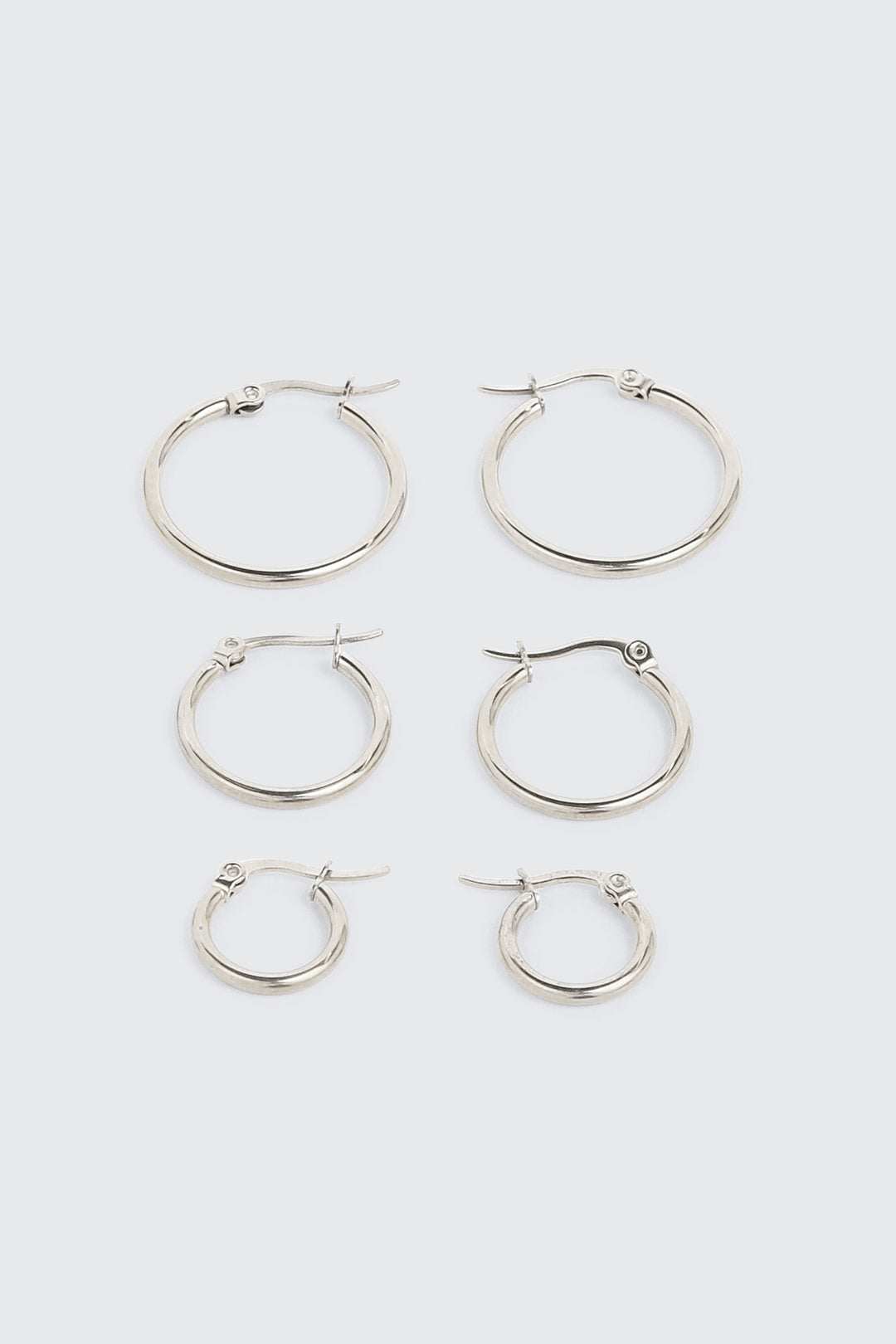 3 paires d'anneaux en acier inoxydable