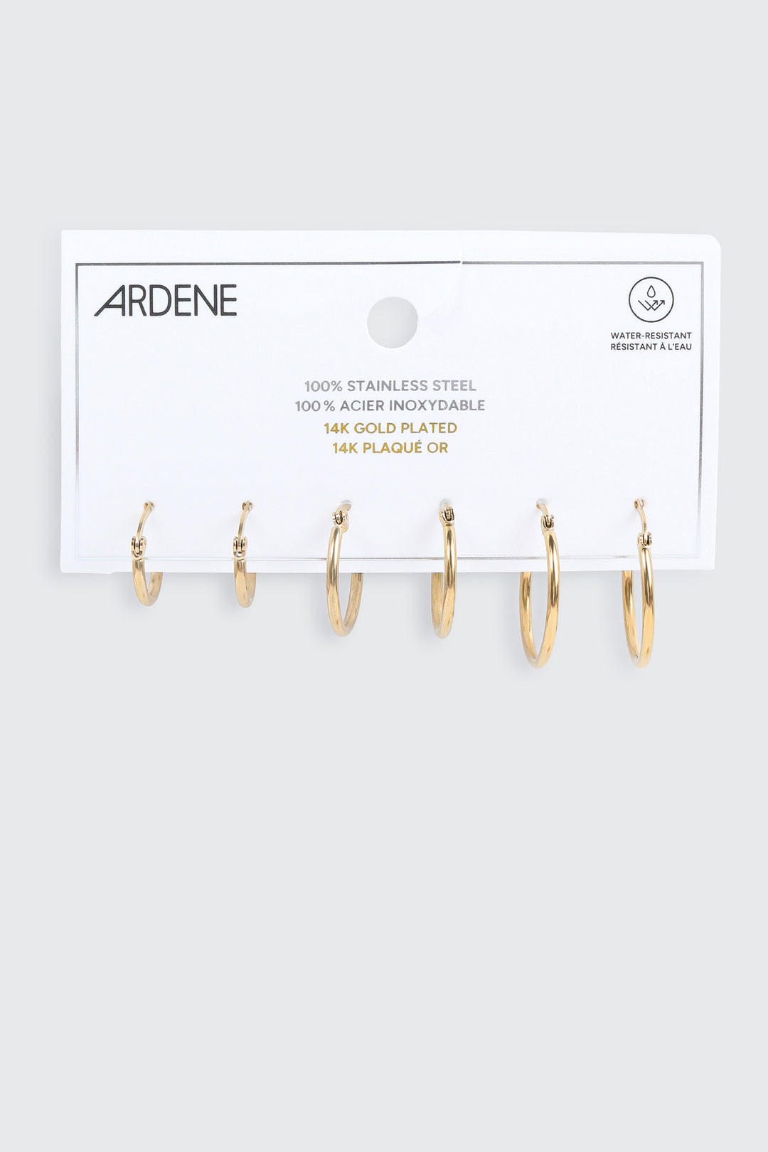 3-Pack Stainless Steel Hoop Earrings