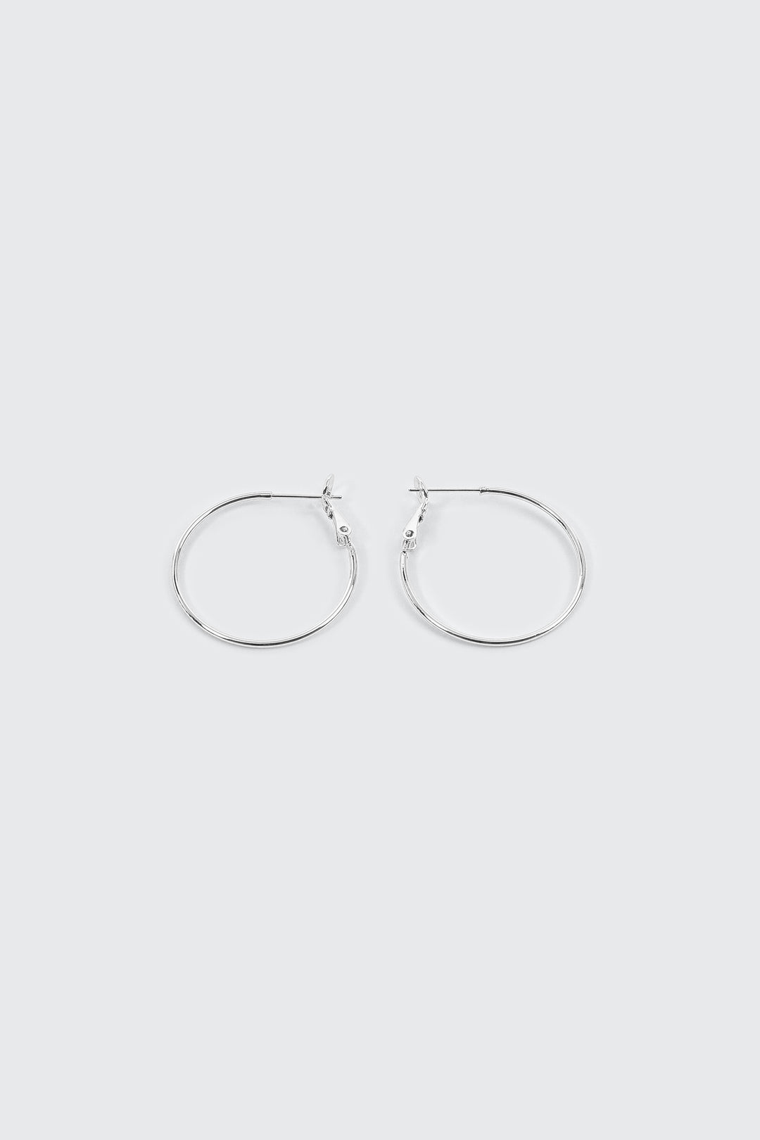 14K White Gold Plated Hoop Earrings